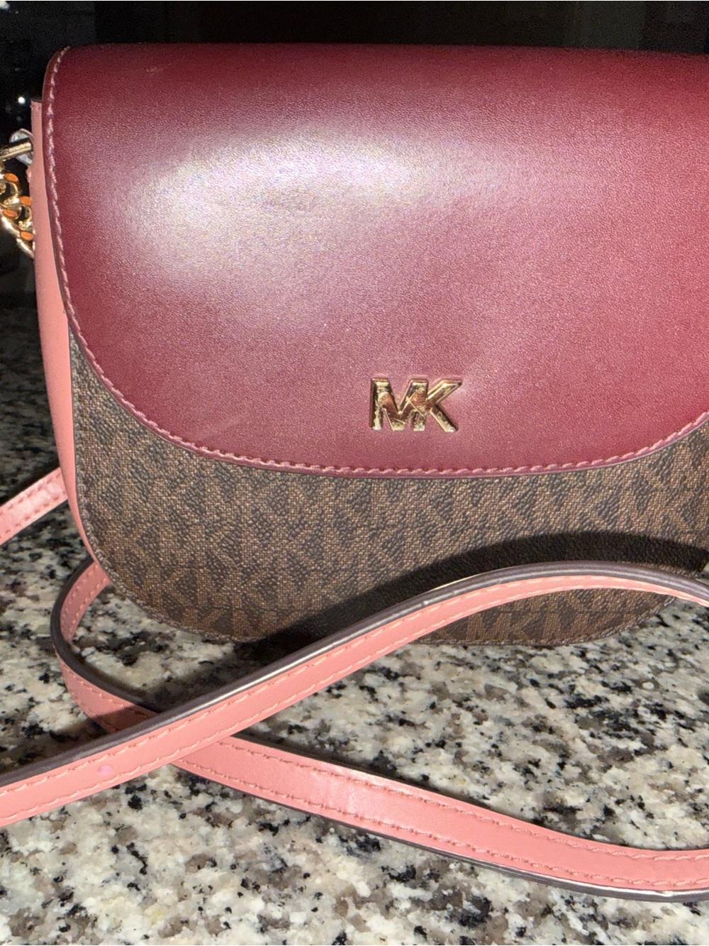 Michael Kors Burgundy and Pink Signature Crossbody USED